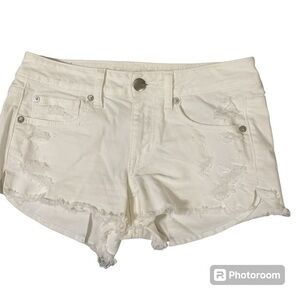 American eagle white denim shorts